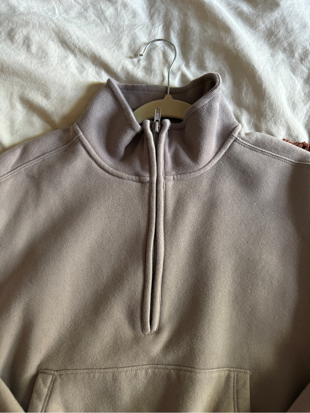 Beige Abercrombie Half-Zip Fleece Pullover - Picture 2 of 4